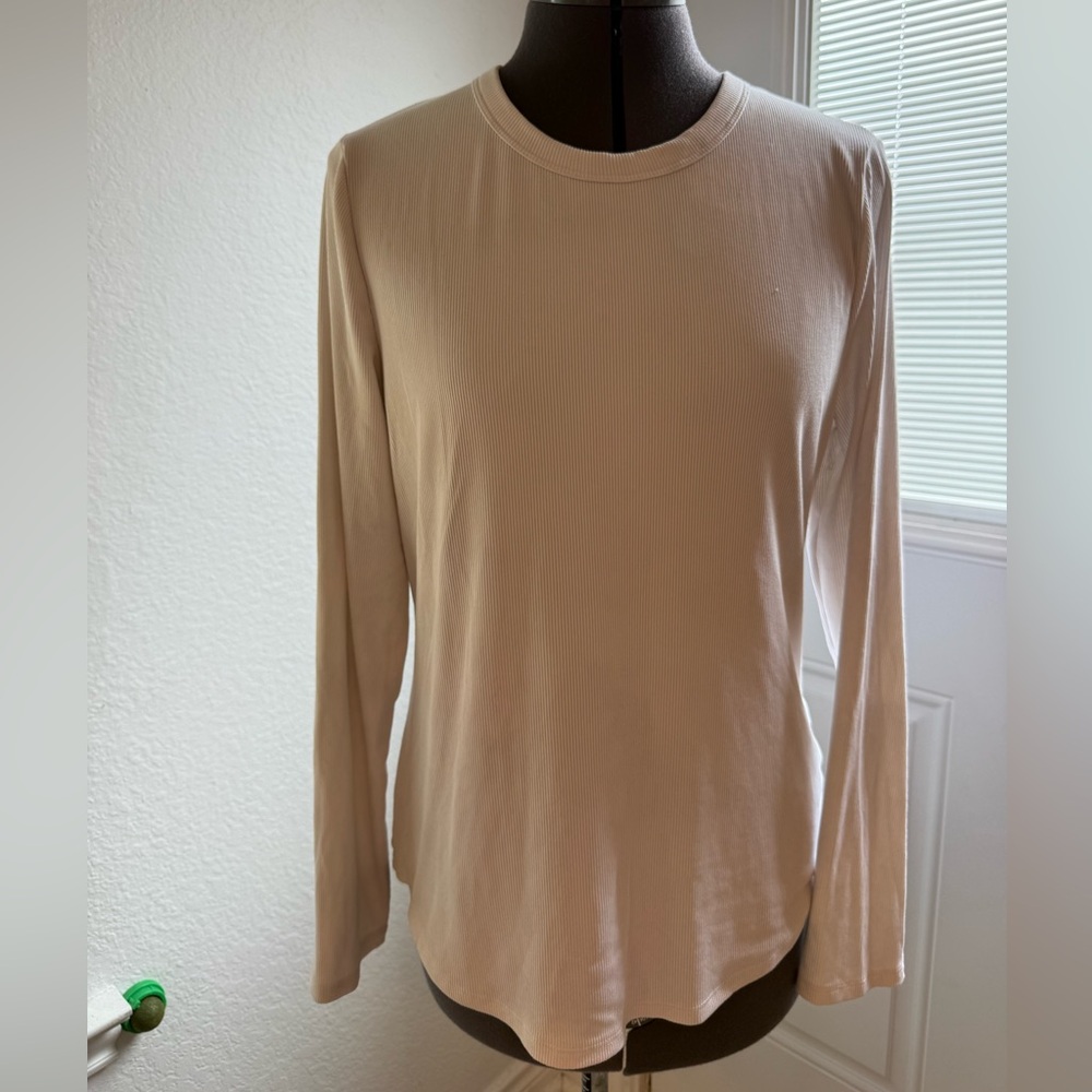 Elegant Beige Long Sleeve Women's Top